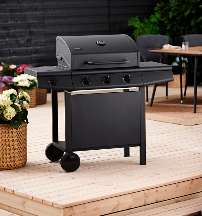Gasgrill 3 brændere og sidebrænder sort - Grillexpert